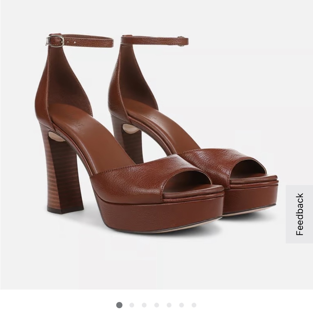 27 EDIT Naturalizer Brown Leather Platform Ankle-Strap Heels - Picture 1 of 5